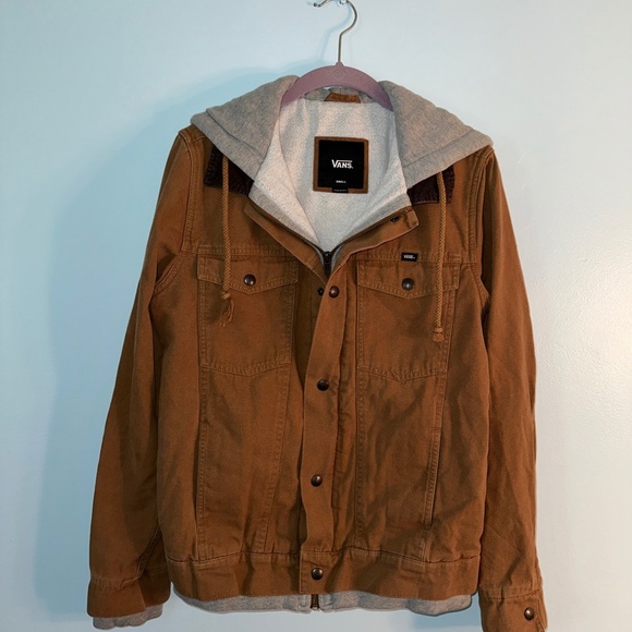 Vans Other - Mens Small Vans Canvas Fleece Lined Hoodie Jacket Tan